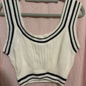 Cider Black and White Knit Crop Top